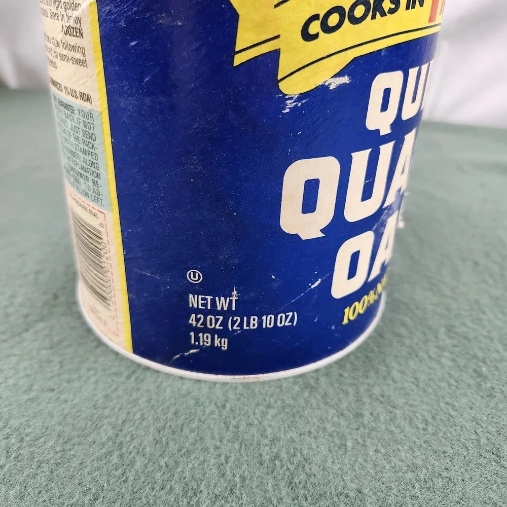 Vintage 1987 Old Fashioned Quaker Oats Empty Container 42OZ